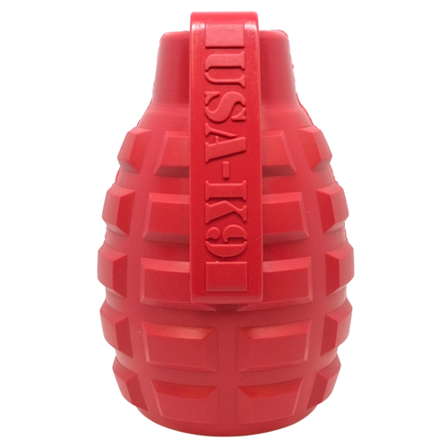 SodaPup USA-K9 Grenade rubber dog chew toy, red